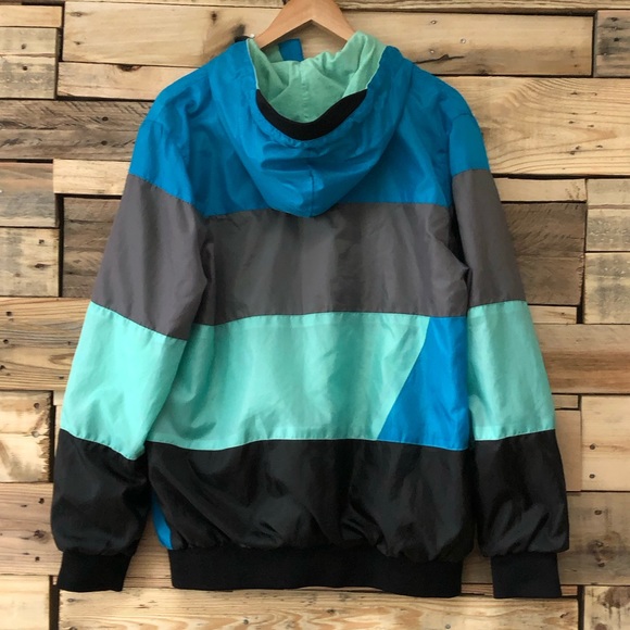 ZOO YORK color block hooded, zip up windbreaker, M - Picture 2 of 9